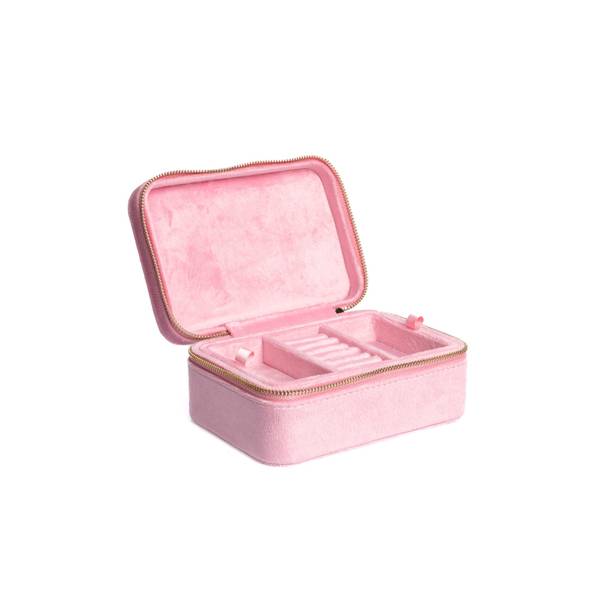 Dark,  Velvet Jewellery Box off pale pink